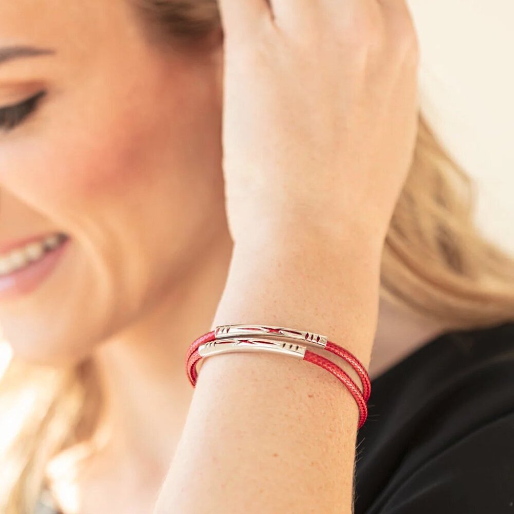 Paparazzi Jewelry Accessories - What a WANDER-ful World - Red Bracelet - Vintage